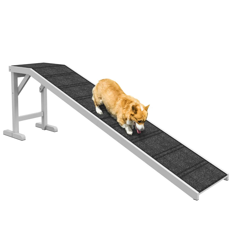 Foldable Dog Ramp with Non-Slip Carpet Top Platform for Small & Senior Dogs - Gray or White