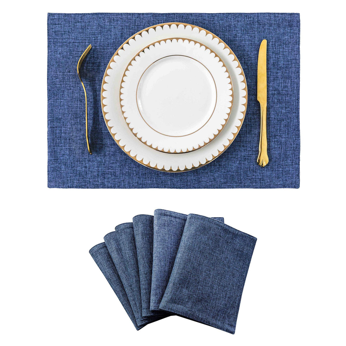 Solid Color Double-Layer Linen Placemat Heat-Insulating Non-Slip 33x48cm