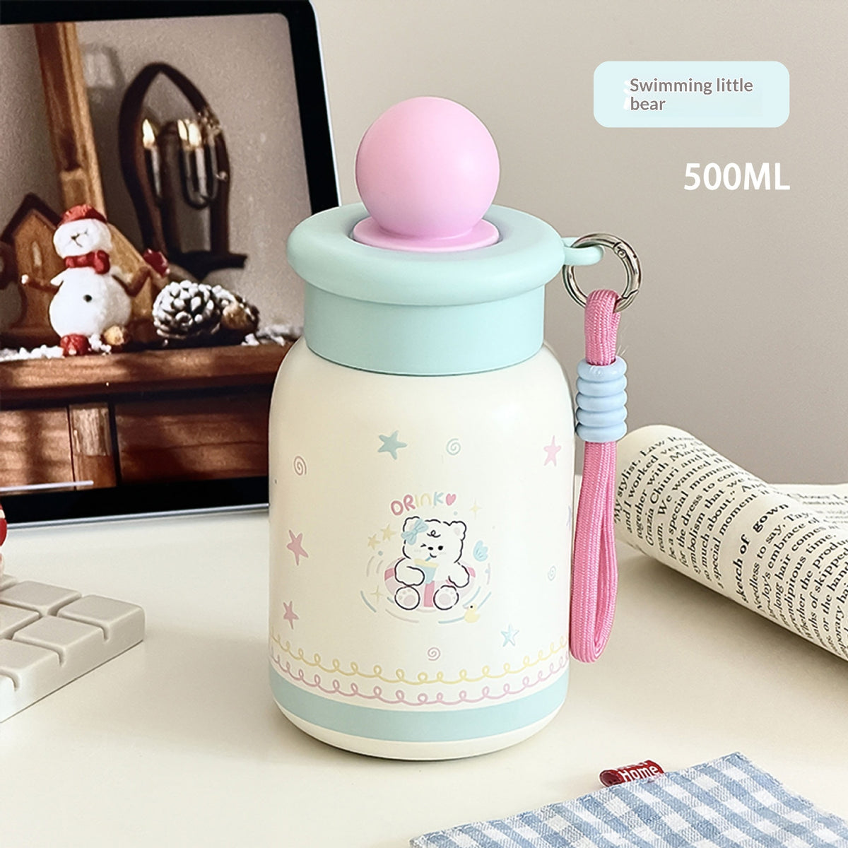 Children's Insulated Stainless Steel Drink Cup with Handle - 500ML, Color Variants