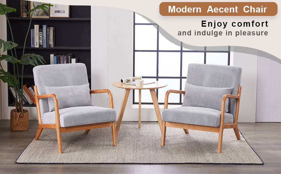 Mid-Century Modern Upholstered Accent Chair - Light Gray