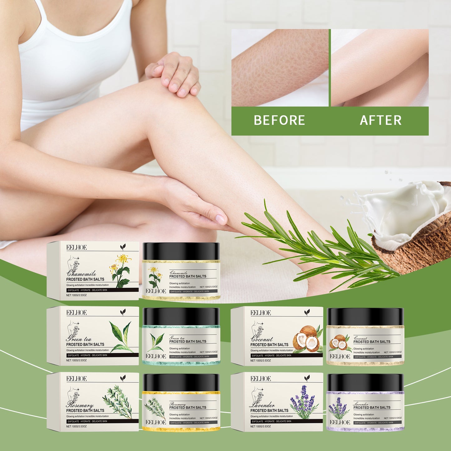 Exfoliating Sea Salt Body Scrub with Rosemary & Aloe Vera - Multiple Sizes