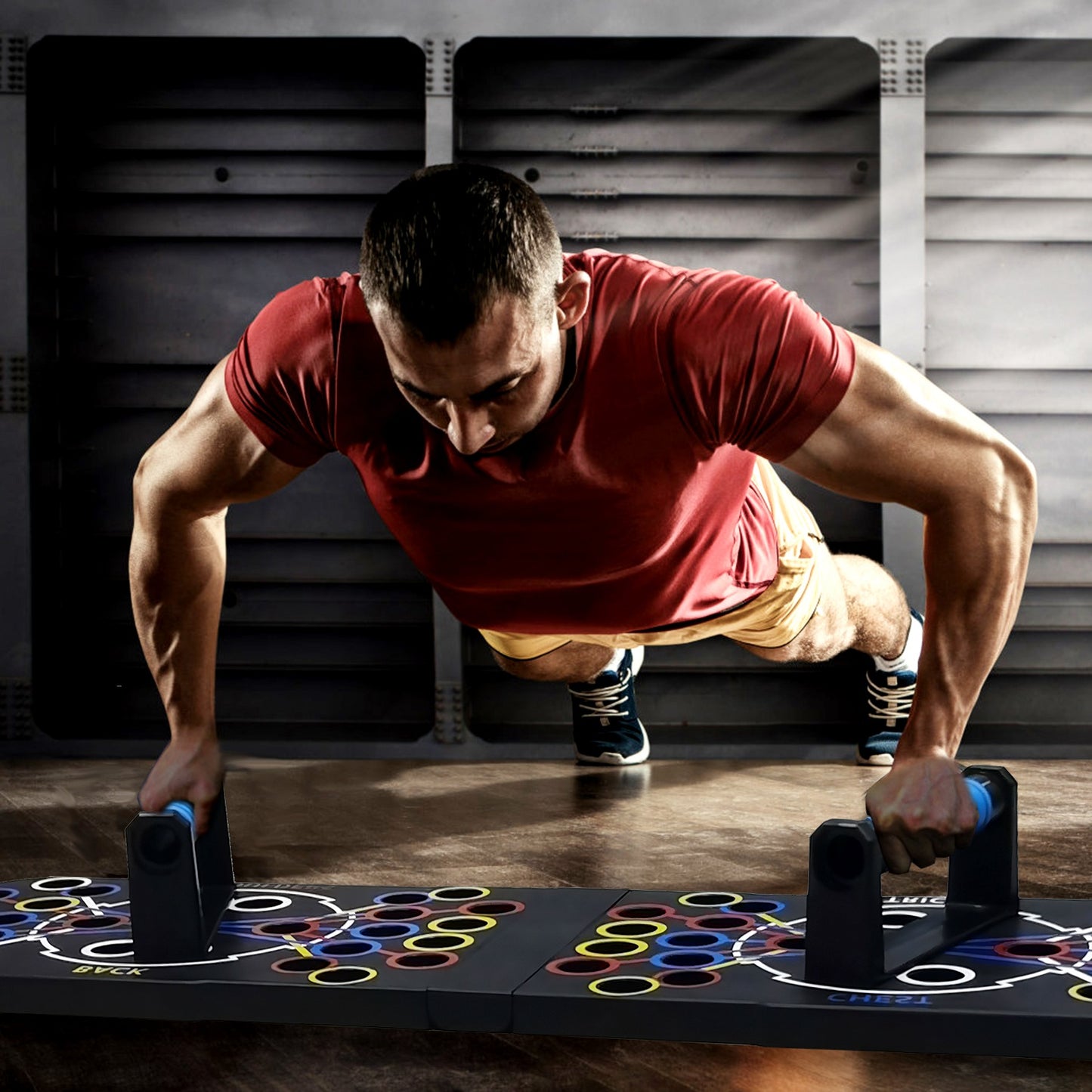Multifunctional Push Up Board with 15 Fitness Accessories - Black