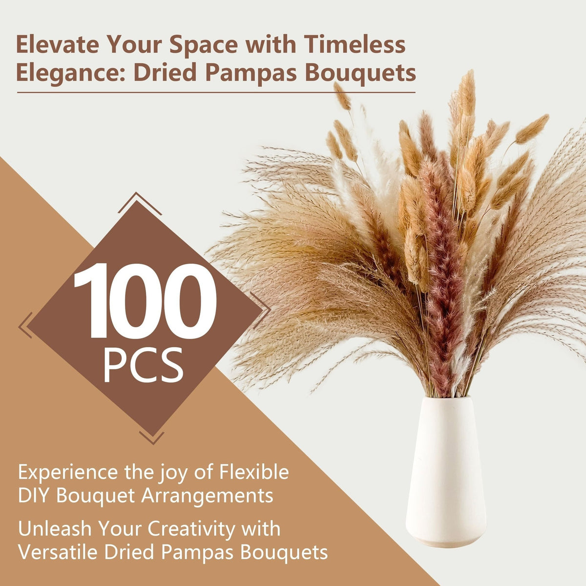 Dried Flower Bouquet - Preserved Grass Flower Arrangement for Home Decor