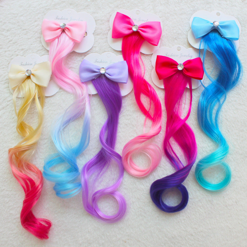 Children's Gradient Curly Hair Accessories Bow Clip Set - Multiple Styles