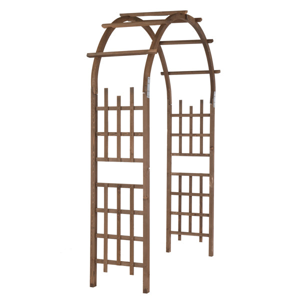 7FT Wooden Garden Arbor Wedding Arch Backdrop Stand for Ceremony and Party, Dark Brown
