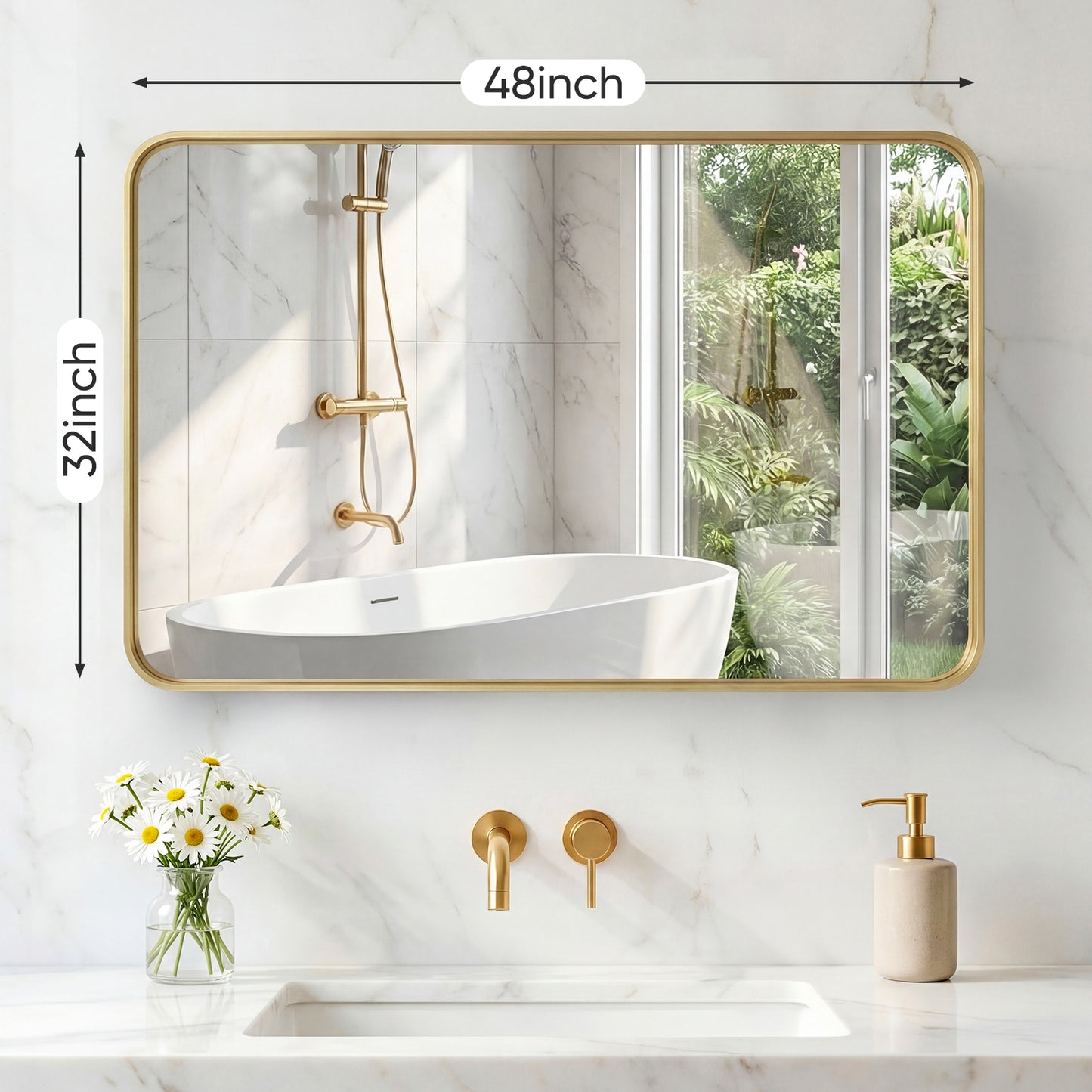 Rectangular Metal Frame Wall Mirror - Modern Decorative Home Decor