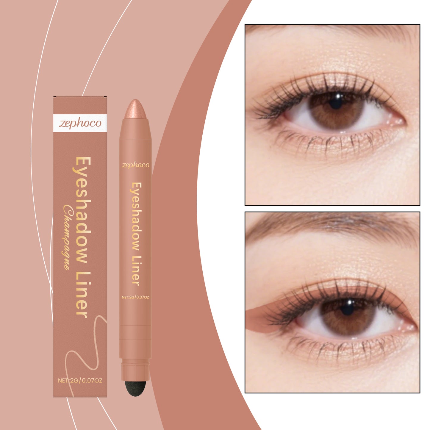 2-in-1 Eyeliner Pencil Champagne 2g - Long-lasting Makeup Tool