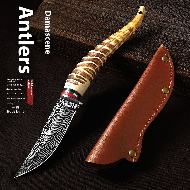 Mongolian Handle Meat Knife with Antler & Horn Options - Ethnic Kitchen Tool