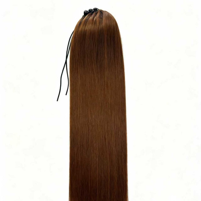 Long Straight Ponytail Extension - Drawstring Ombre Brown Hairpiece