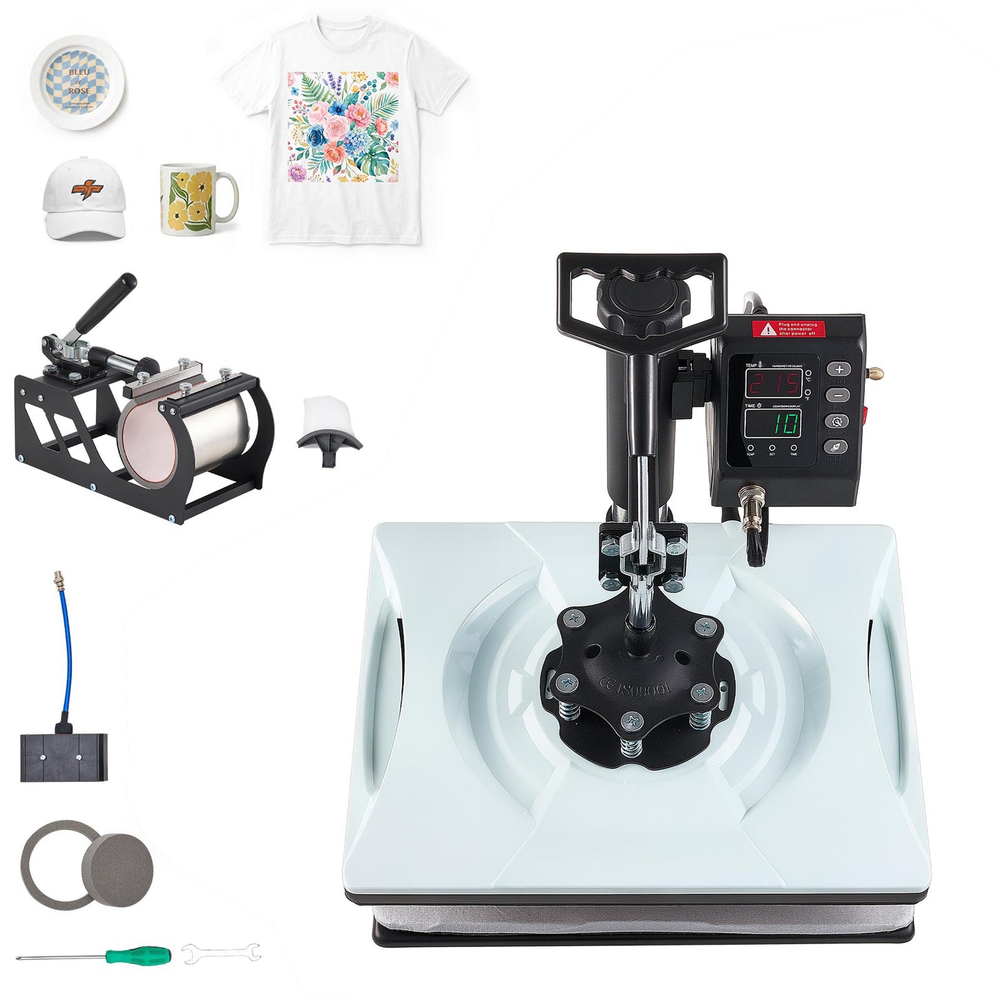 12 X 15 Inch Heat Press Machine 5-in-1 Sublimation Press T-Shirt Mug Plate