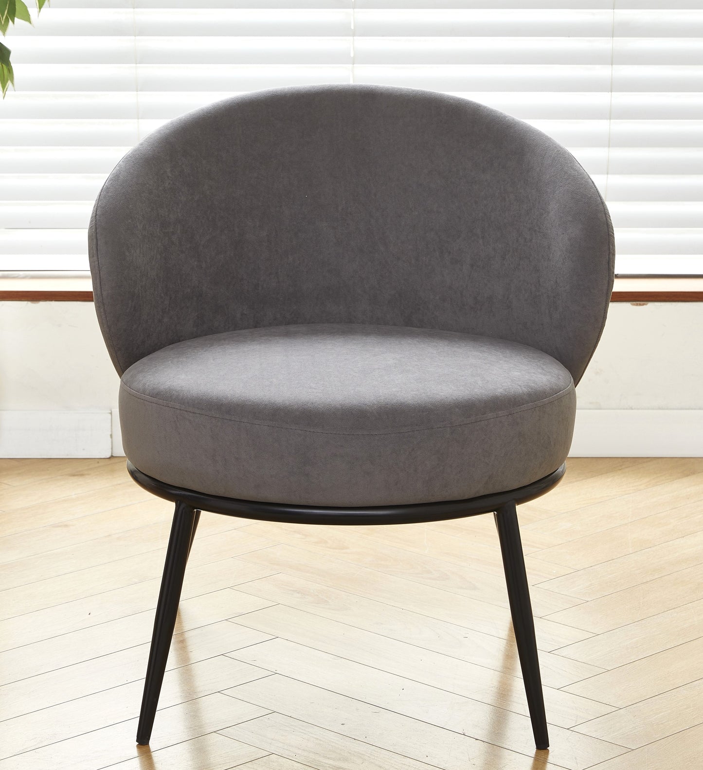 Round Velvet Accent Chair, Mid-Century Modern Upholstered Armchair