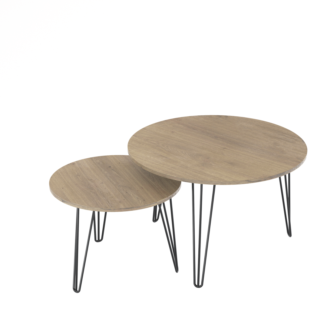 27.56" Round Nesting Coffee Table Set of 2 - Rustic Brown