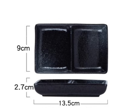 Japanese Style Pottery Seasoning Dish - Rectangular Sauce Dipping Plate 8 Inch