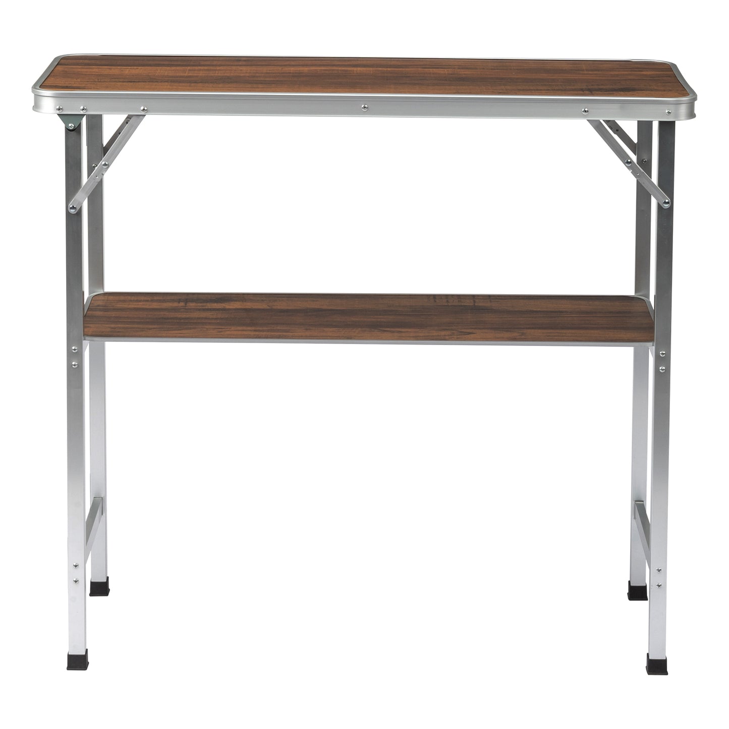 Portable Folding Bar Table with Storage Shelf & Carry Bag - Brown