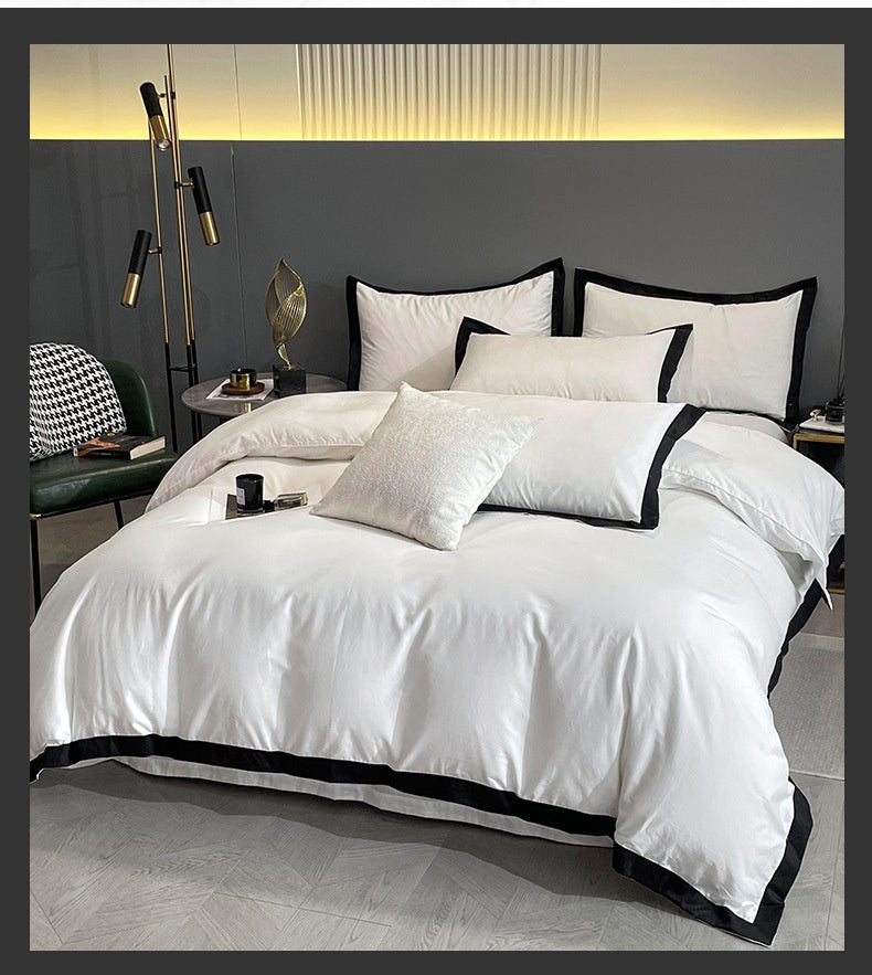 Four-Piece Velvet Bedding Set - Fitted Sheet Duvet Cover Pillowcase