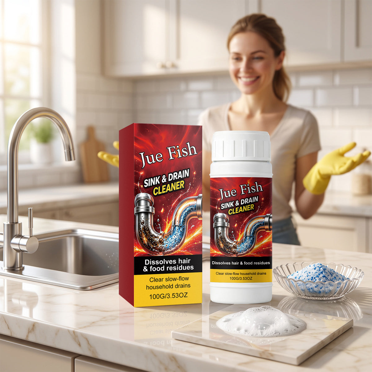 Drain Cleaning Powder - Anti-Clogging, Deodorizing & Unclogging Agent 100g