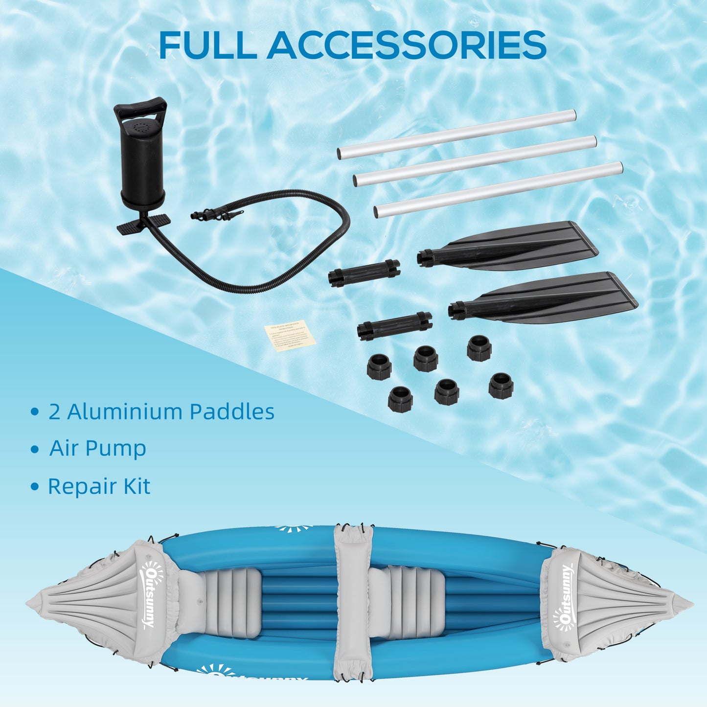 2-Person Inflatable Kayak with Paddles and Repair Kit - Blue