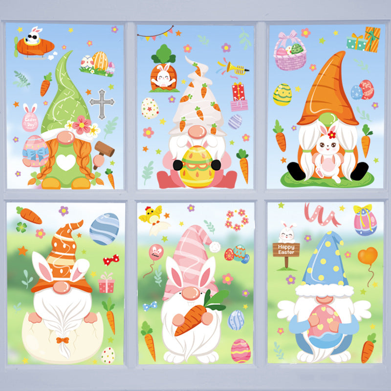 Cute Easter Bunny Stickers for Holiday Decor - PVC 20x30cm Set