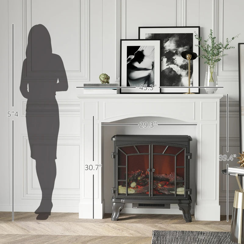 Modern White Fireplace Mantel with Decorative Pattern - MDF
