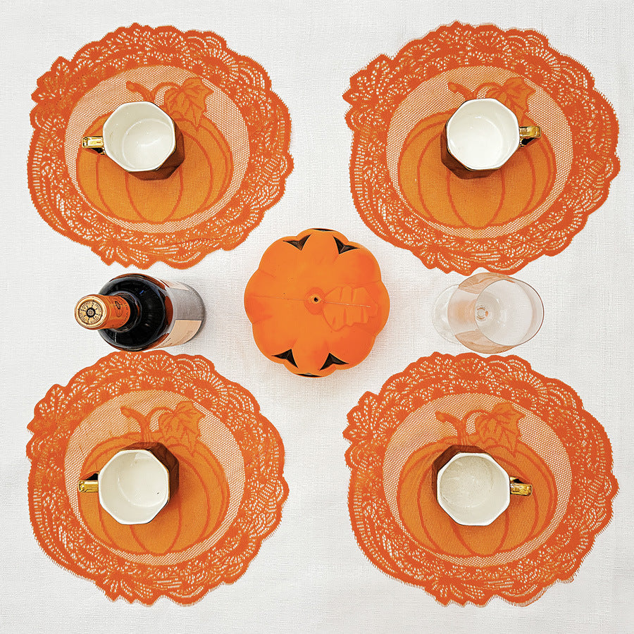 Woven Pumpkin Placemat Set for Dining & Home Decor - Multiple Styles & Quantity Options
