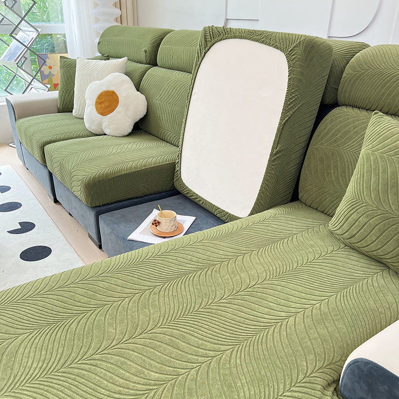 Waterproof Jacquard Sofa Cover Solid Color Couch Slipcover for Living Room
