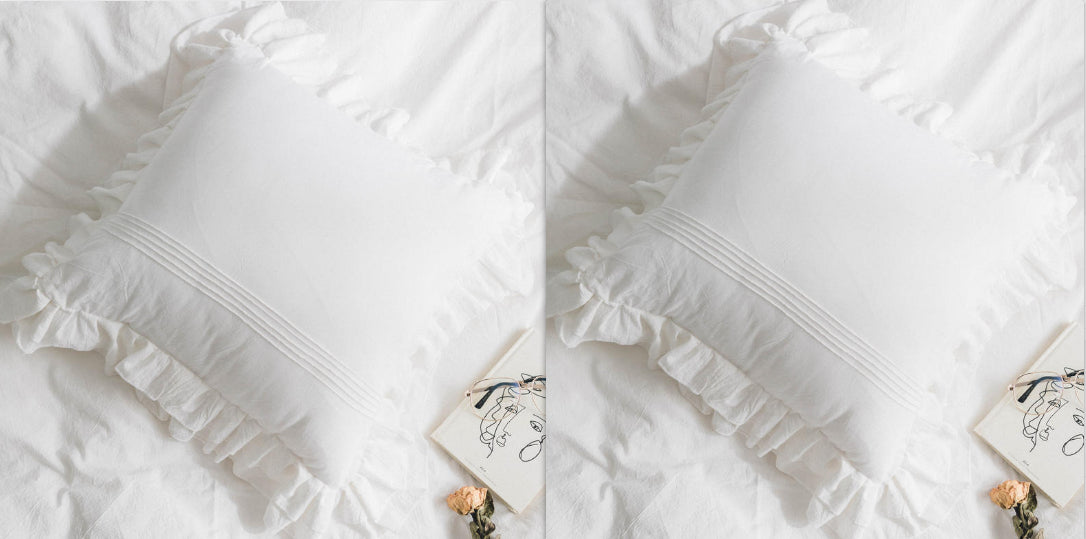 Small Cotton Pillowcase - Ruffled Pure Cotton Home Cushion Cover