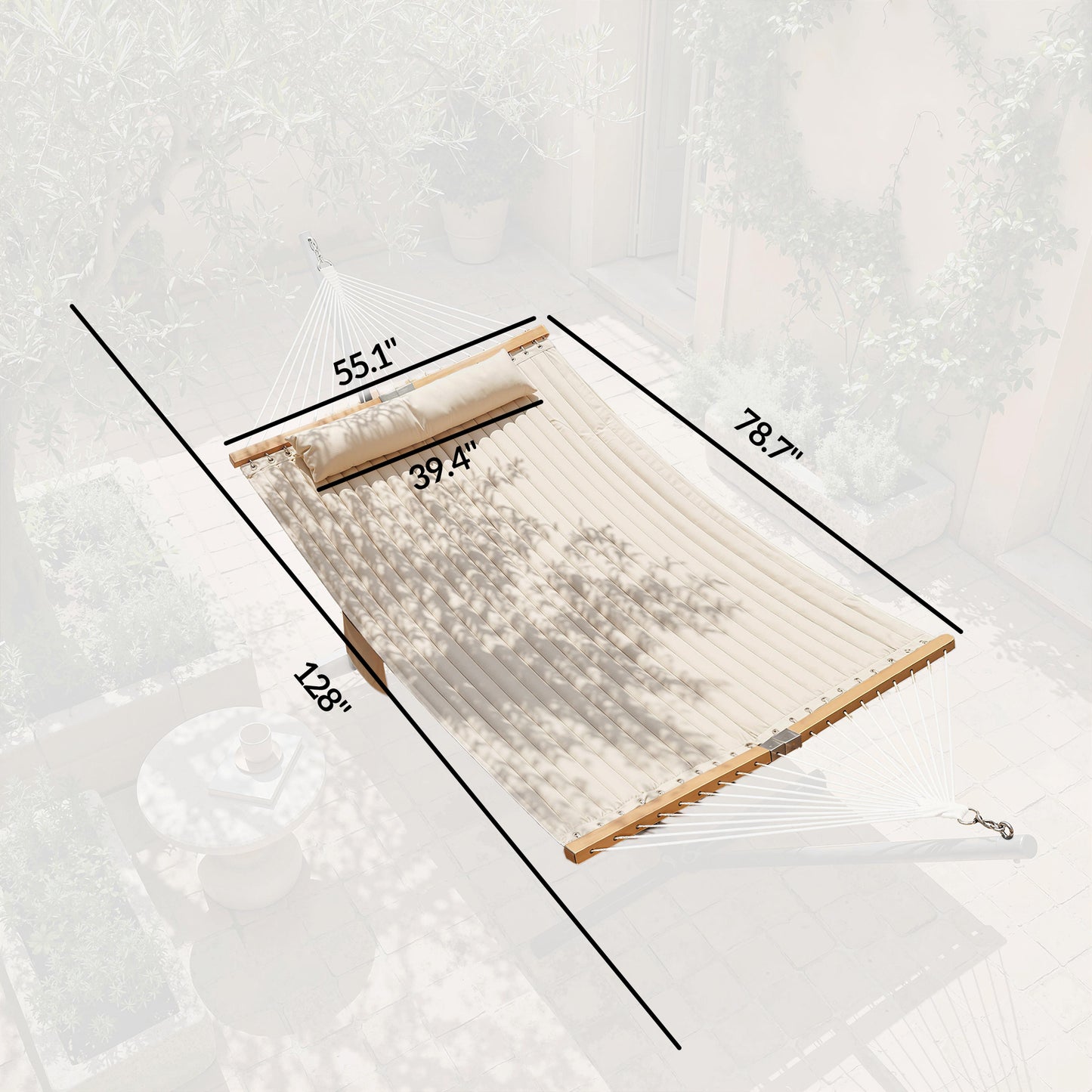 2-Person Outdoor Hammock with Pillow & Pad - Cream White