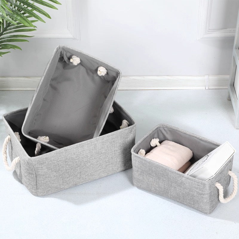 Foldable Storage Basket with Lid - Multi-Size Home Organization Box