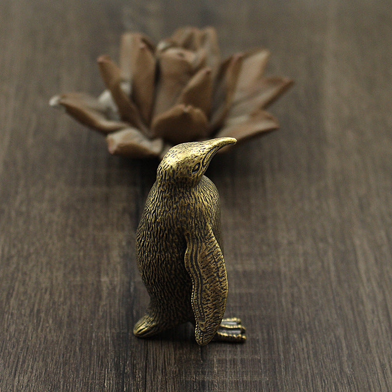Large Brass Penguin Ornament for Home & Garden Decor