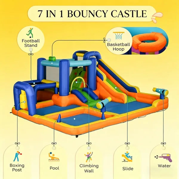 Inflatable Bounce House with Water Slides and Climbing Wall