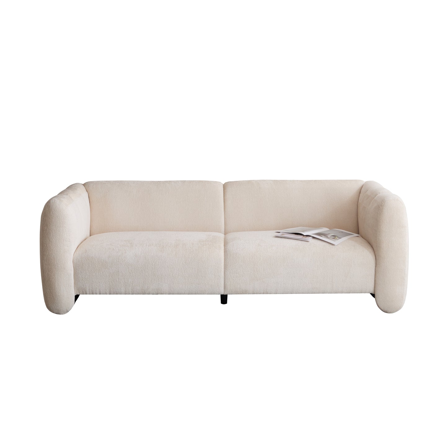 3-Seater Boucle Sofa with Wave Design - Beige