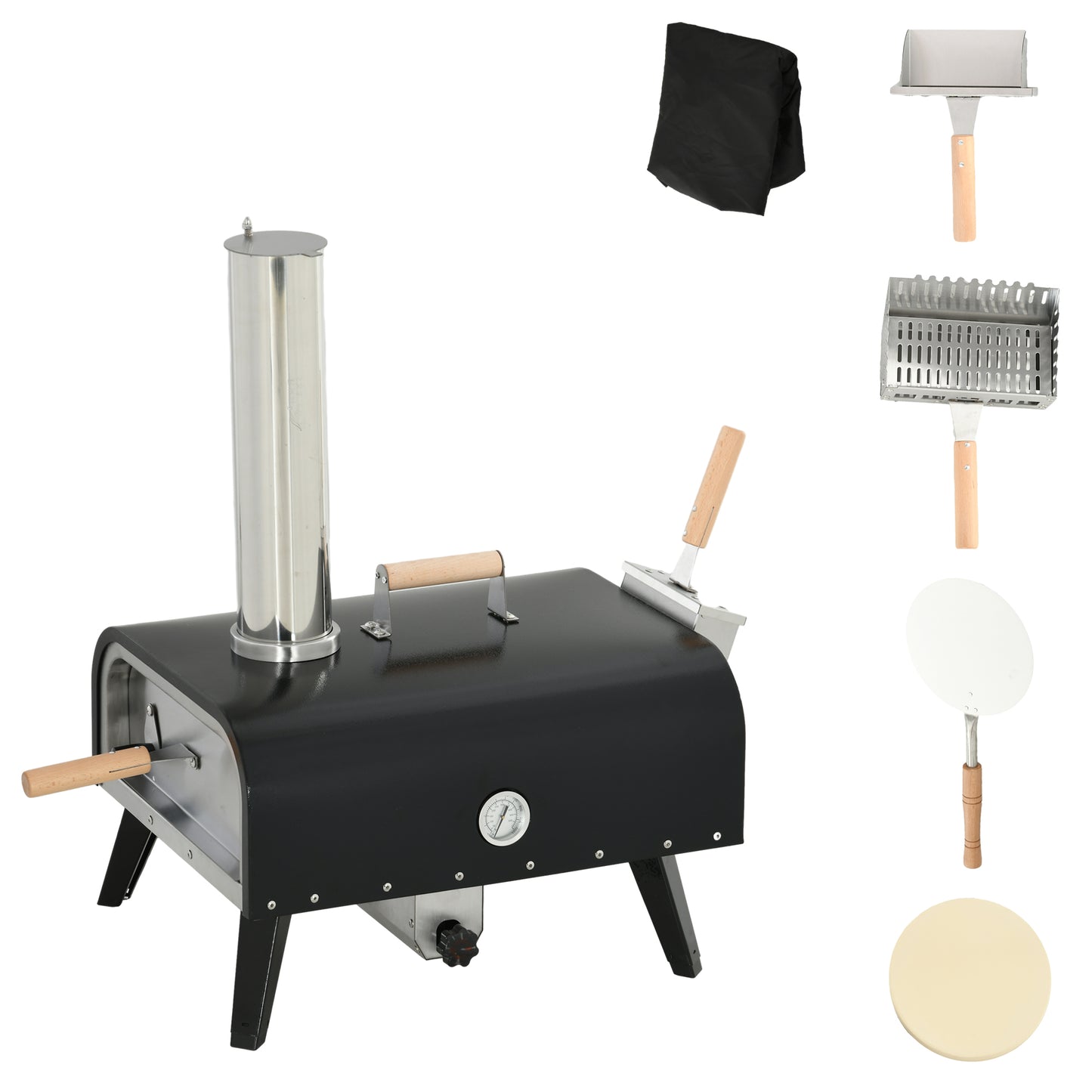 Outdoor Pellet Wood Fired Pizza Oven with Rotating Stone