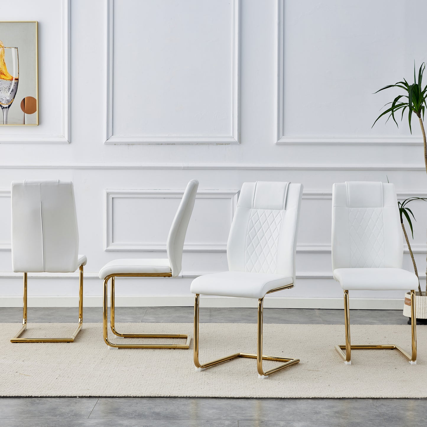 Modern Dining Chairs, Room And Golden Leg Cushioned Chairs Made Of