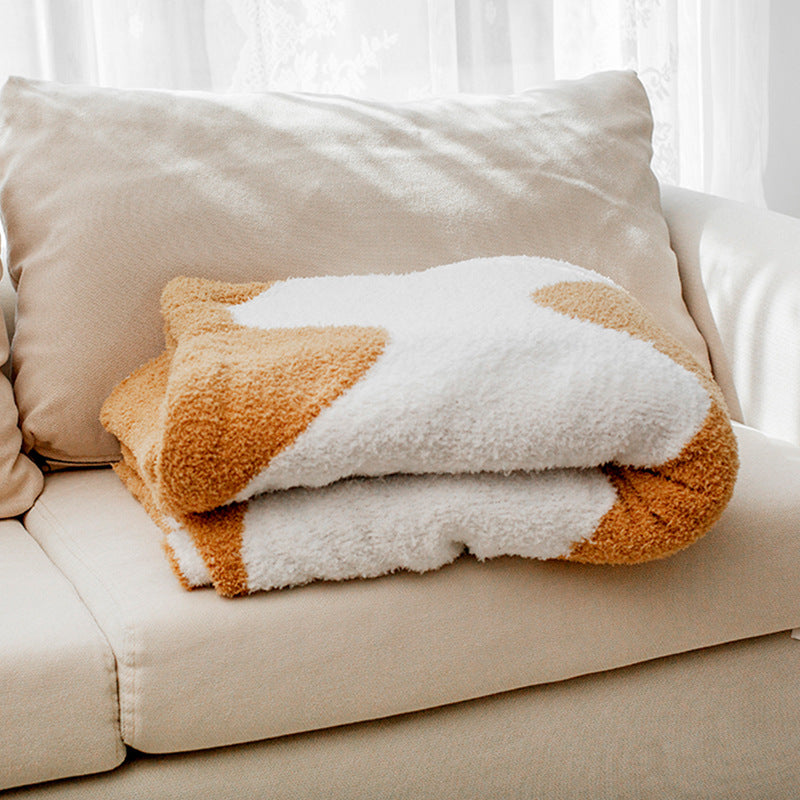 Nordic Style Half Velvet Knitted Sofa Blanket - Home Textiles