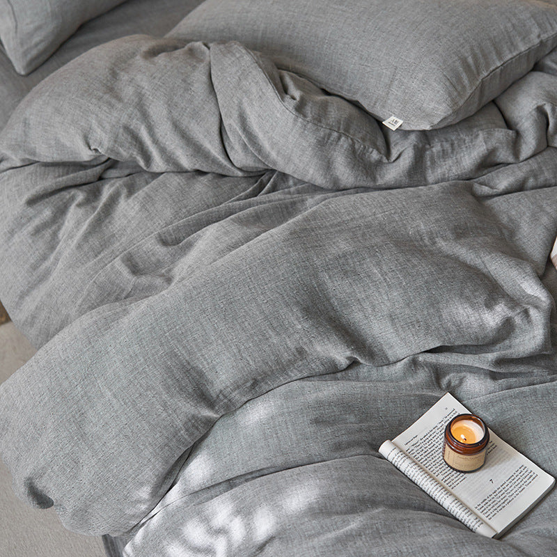 Japanese-Style Cotton Bedding Set - 4-Piece Double Layer Wrinkle-Resistant Comforter & Sheets