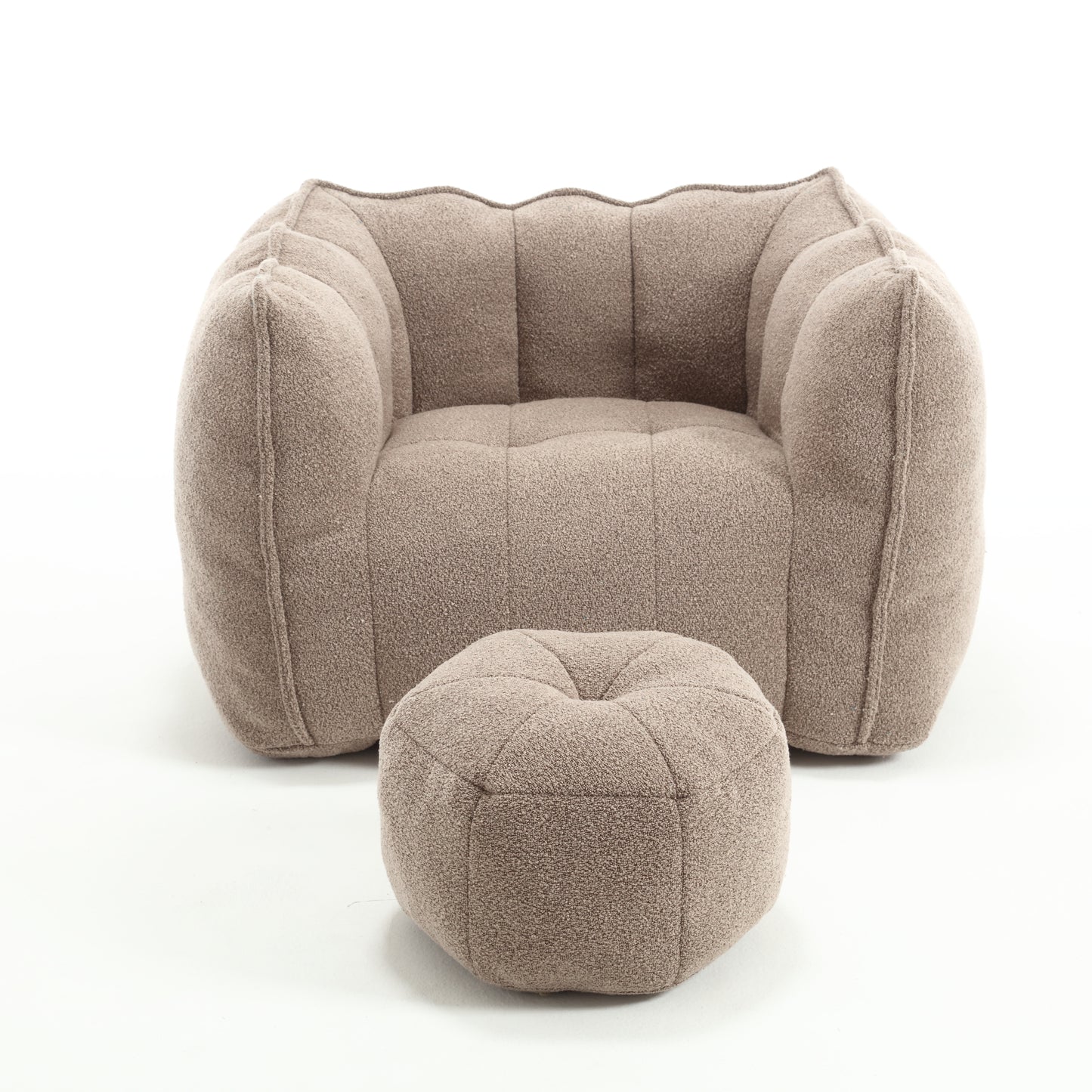 Coffee Soft Bean Bag Chair with Foam Filling - Comfortable Lazy Sofa