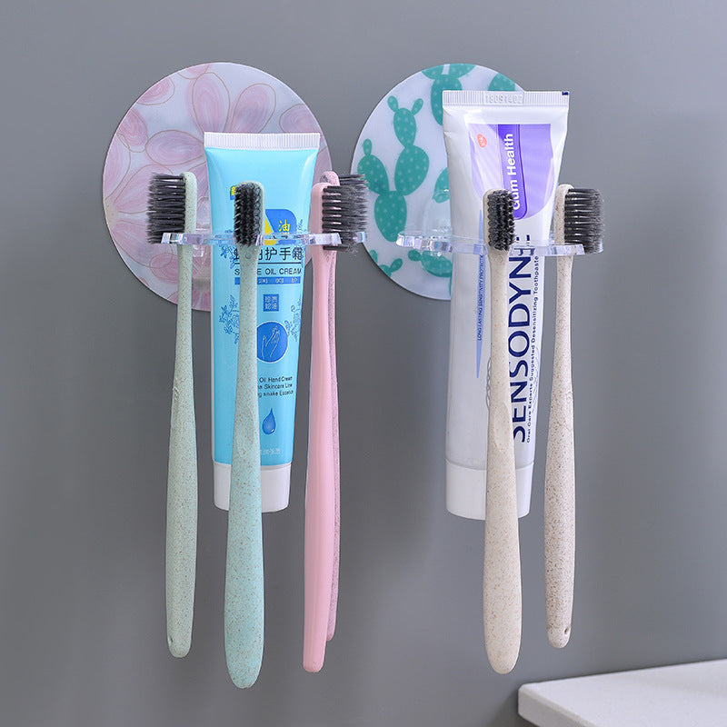 Wall-Mounted Multi-Slot Toothbrush Rack with Discs - Bathroom Storage Organizer