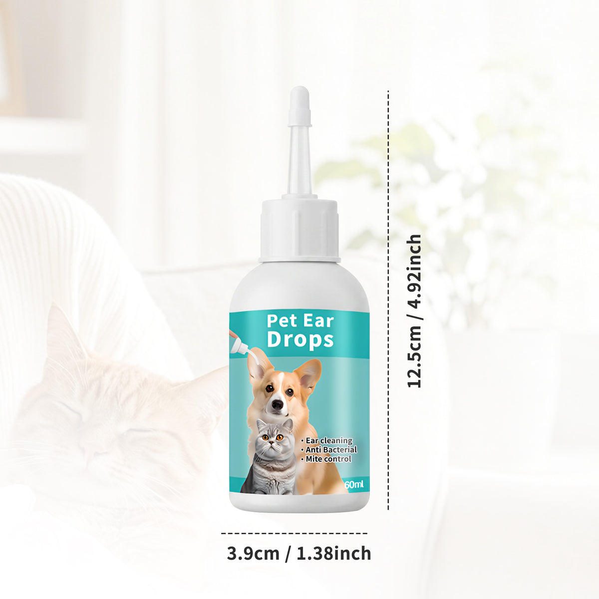 Pet Ear Drops - Ear Care Solution for Pets, Specification Included