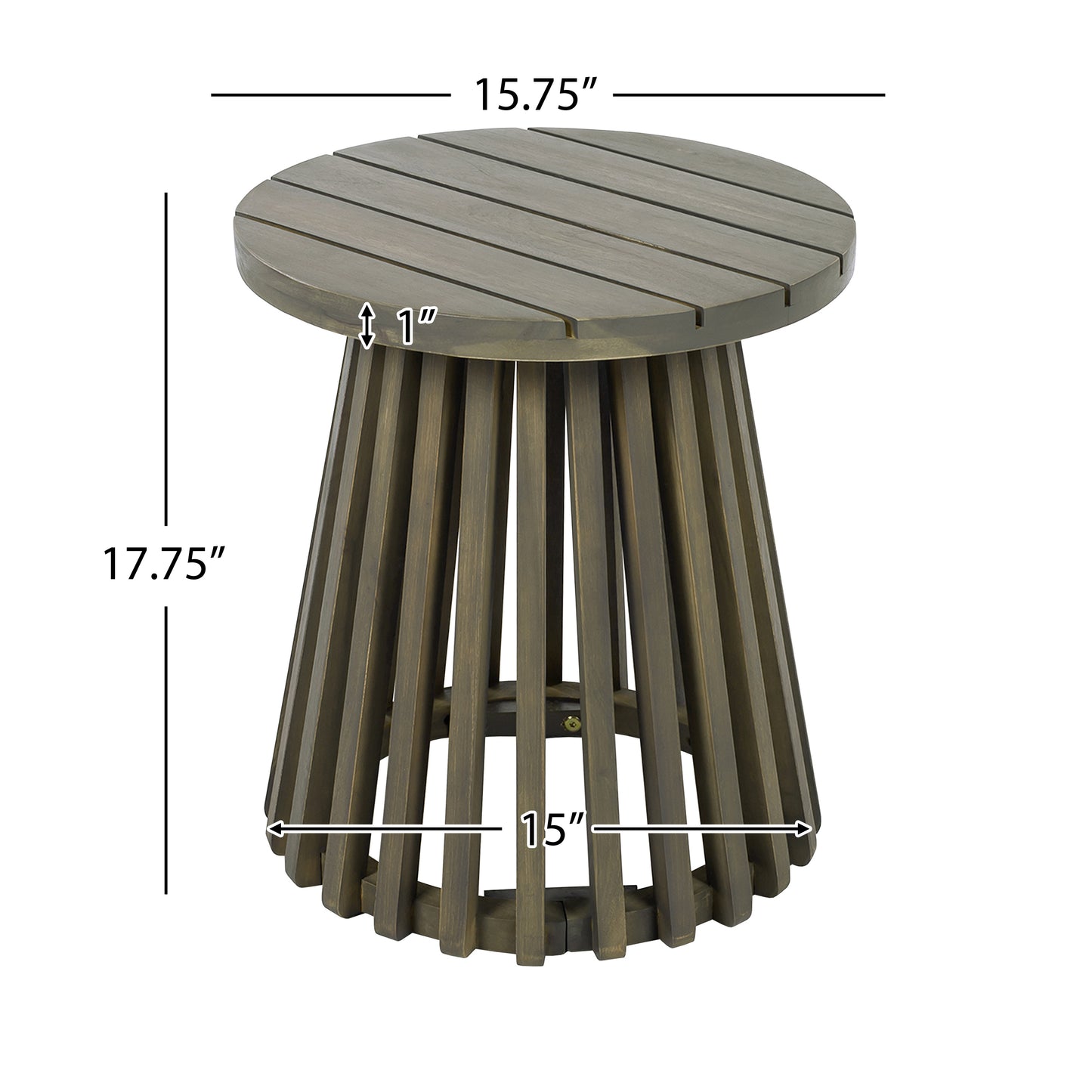 Outdoor Acacia Wood Patio Side Table, Round Coffee Table For
