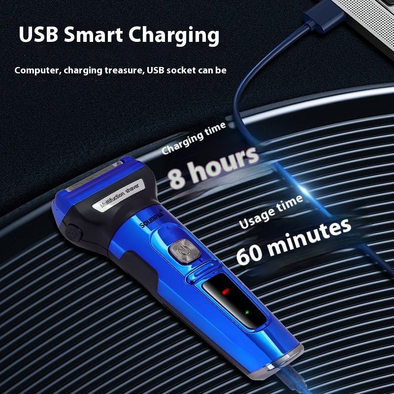 Three-in-One Electric Shaver with Nose Hair Trimmer