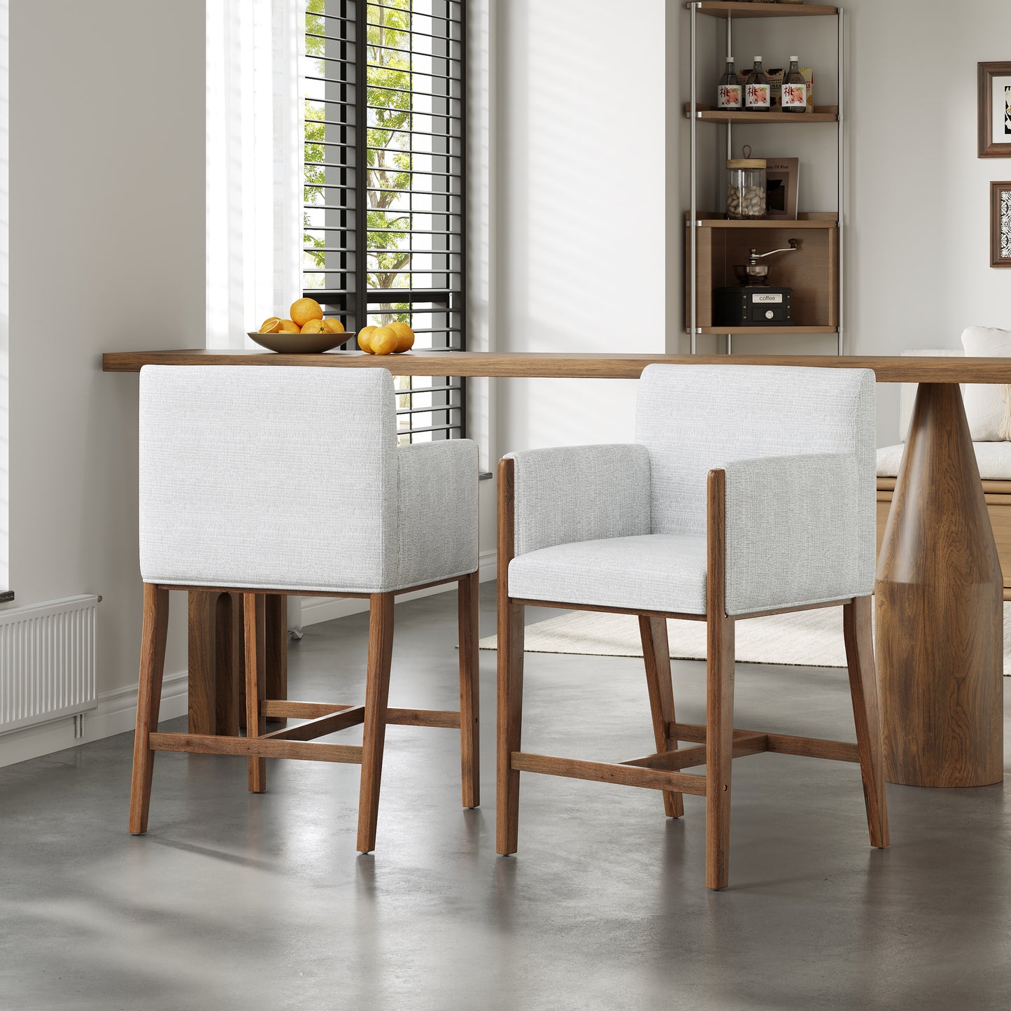 24 Seat Height Upholstered Counter Stools With Arms For Kitchen