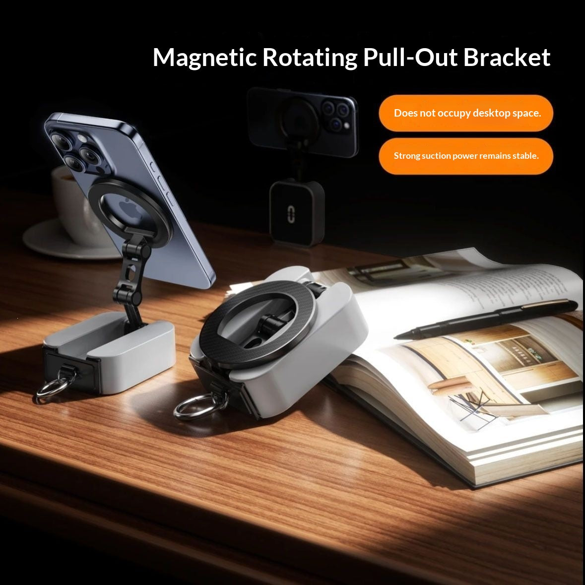 Lazy Portable Rotating Foldable Stand for Home & Office Use - Black & White