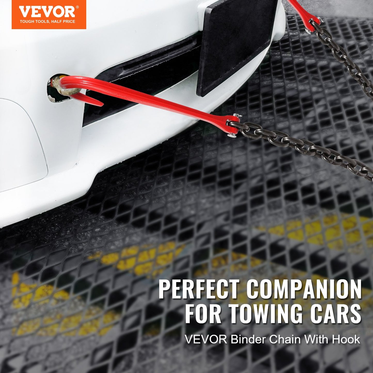 G80 Tow Chain with V Hook - Heavy Duty 3/8 Inch, 3 Feet, 15600 Lbs Capacity