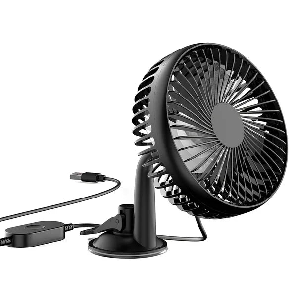 Portable USB Car Cooling Fan with 3 Speeds - Black