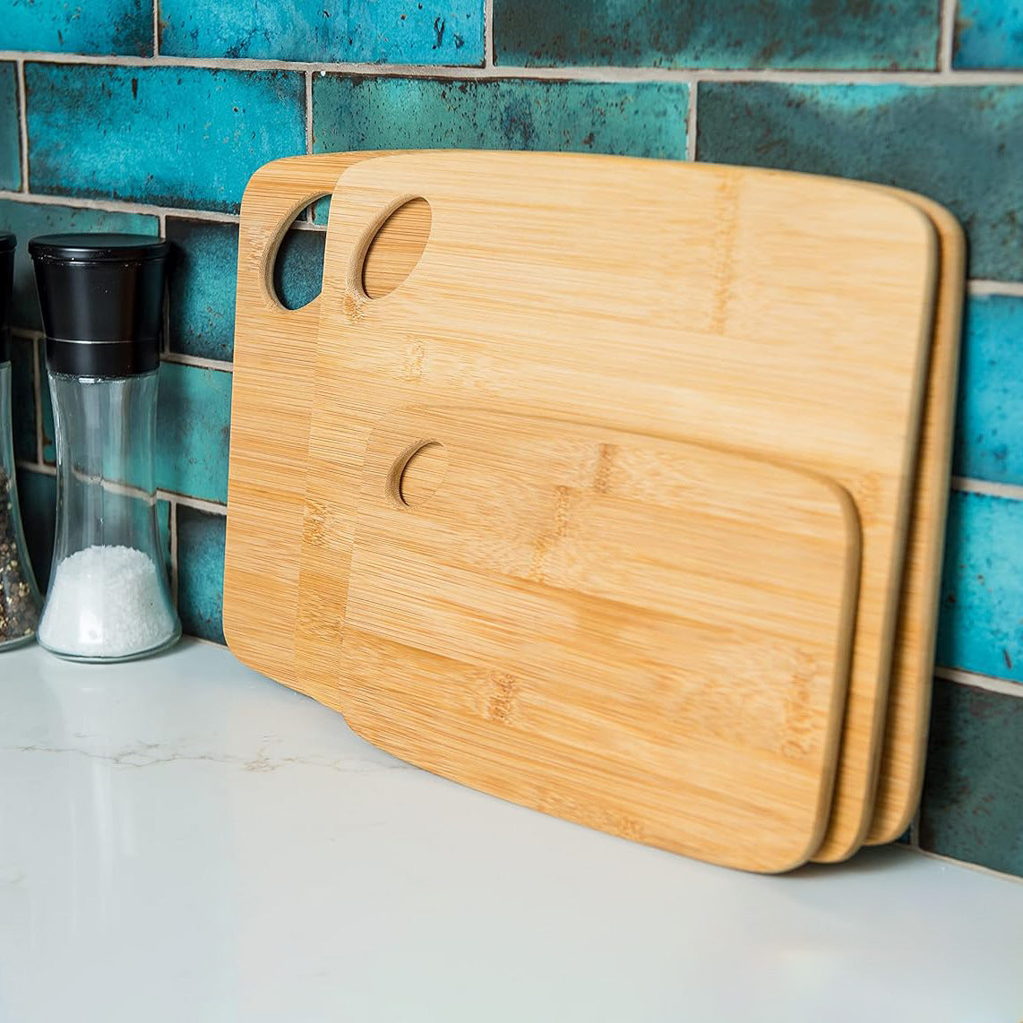 Double-Sided Bamboo Kitchen Chopping Board Set - Multiple Sizes