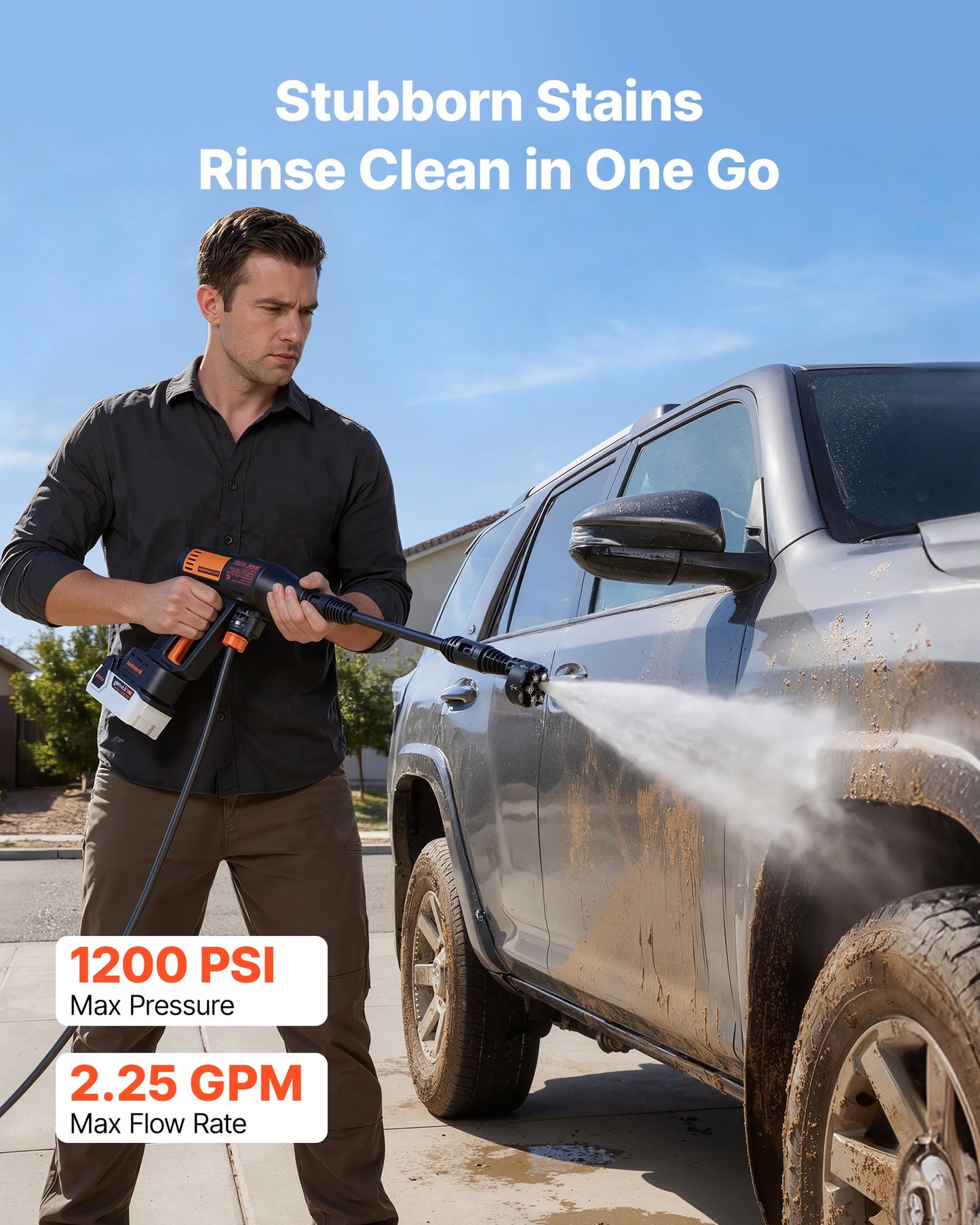 Cordless Pressure Washer 1200 PSI Portable Power Cleaner with 6-in-1 Nozzle