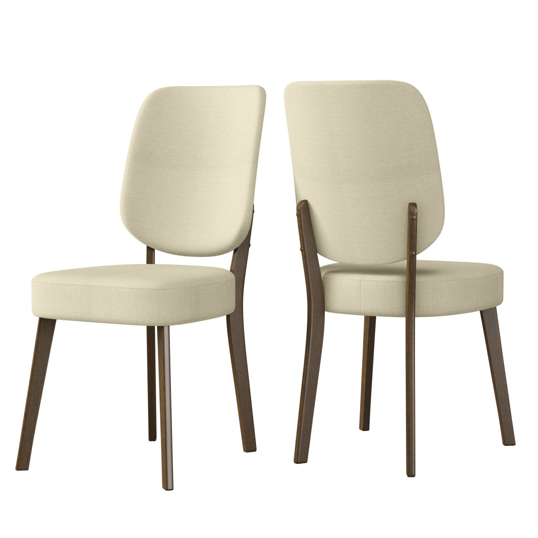 Mid-Century Modern Upholstered Dining Chairs Set of 2 - Oatmeal