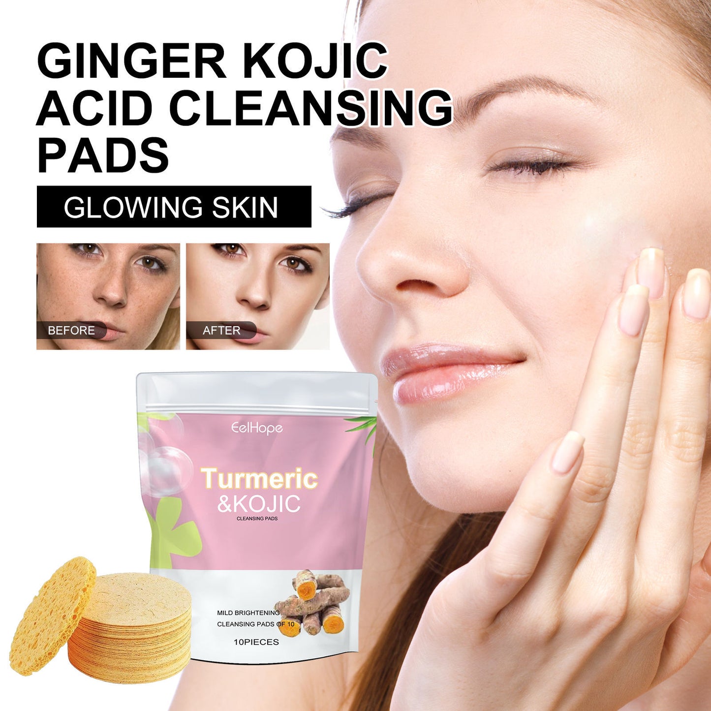 Turmeric Facial Cleansing Pad - Deep Pore Refining & Exfoliating Sponge