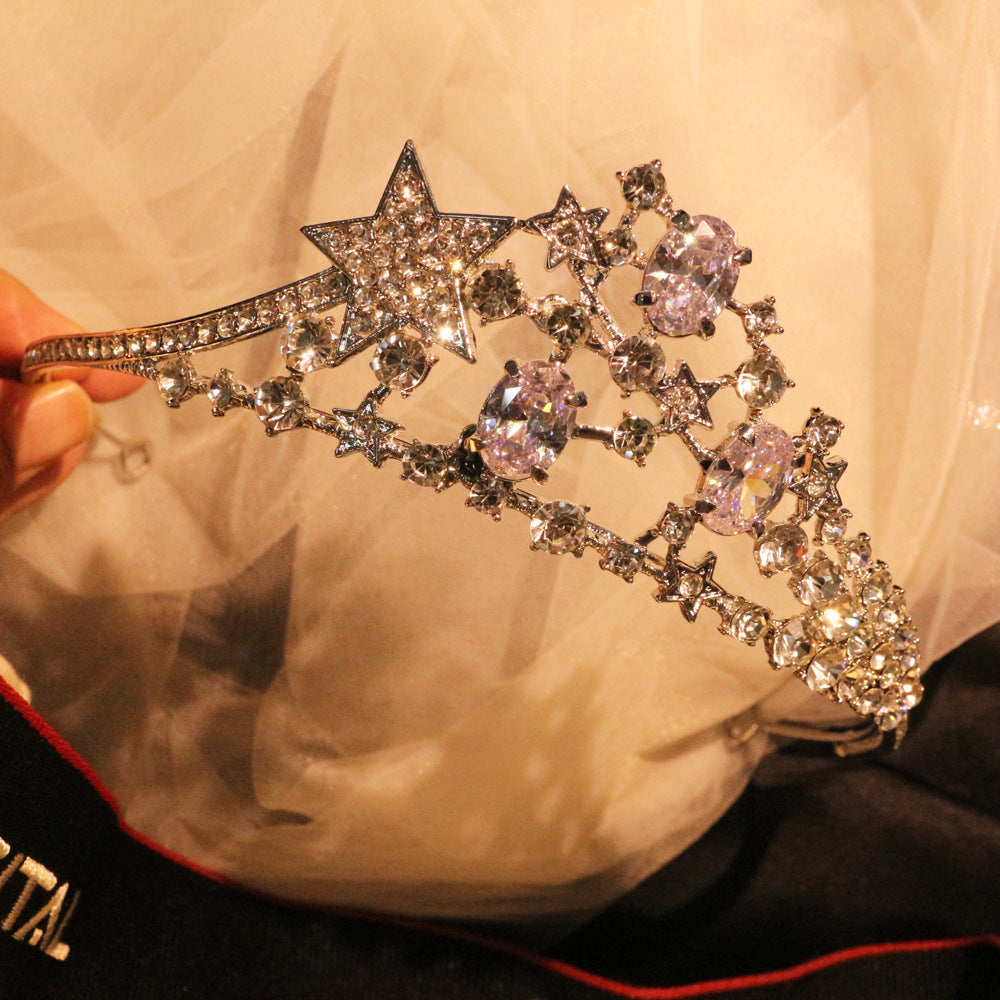 Zircon Star Bride Crown - Silver