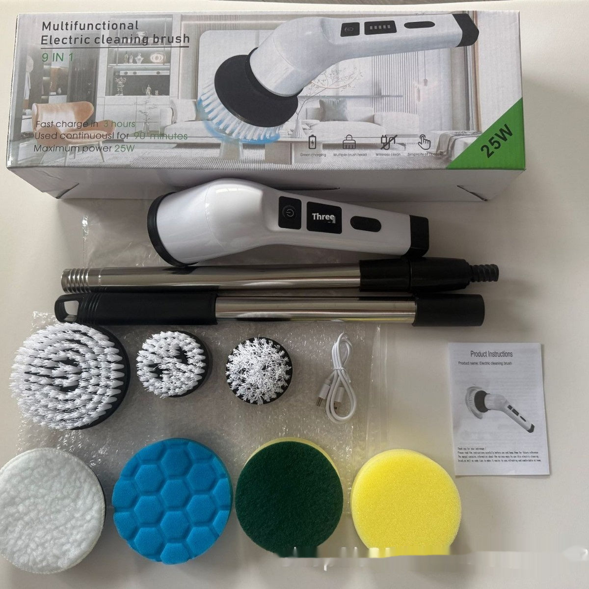 Cordless Electric Cleaning Brush Set for Home Use - Multi-Function Scrubber
